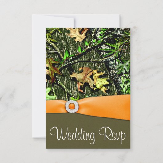 Classy Oranje Hunting Camo Wedding RSVP-kaarten RSVP Kaartje (Voorkant)
