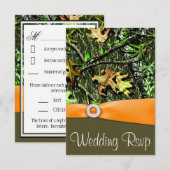 Classy Oranje Hunting Camo Wedding RSVP-kaarten RSVP Kaartje (Voorkant / Achterkant)