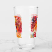 Classy Oranje Red Floral Abstracte Waterverf Glas (Links)
