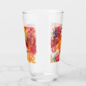 Classy Oranje Red Floral Abstracte Waterverf Glas (Rechts)
