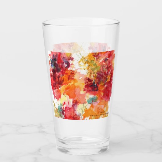 Classy Oranje Red Floral Abstracte Waterverf Glas (Voorkant)