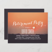 Classy Oranje Sunset Skyline Retirement Party Kaart (Voorkant / Achterkant)