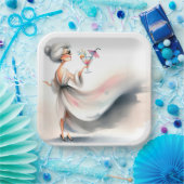 Classy oudere vrouw met partij Drink Papieren Bordje (Feest)