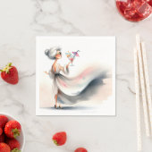 Classy oudere vrouw met partij Drink Servet (Insitu)