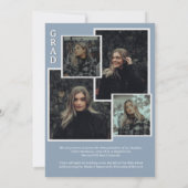 Classy Overlay Foto Dusty Blue Collage Afstuderen Aankondiging (Achterkant)