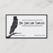 Classy Owl Wearing Top Hat Logo Visitekaartje (Voorkant)