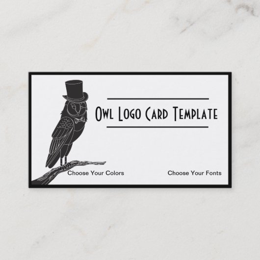 Classy Owl Wearing Top Hat Logo Visitekaartje (Voorkant)