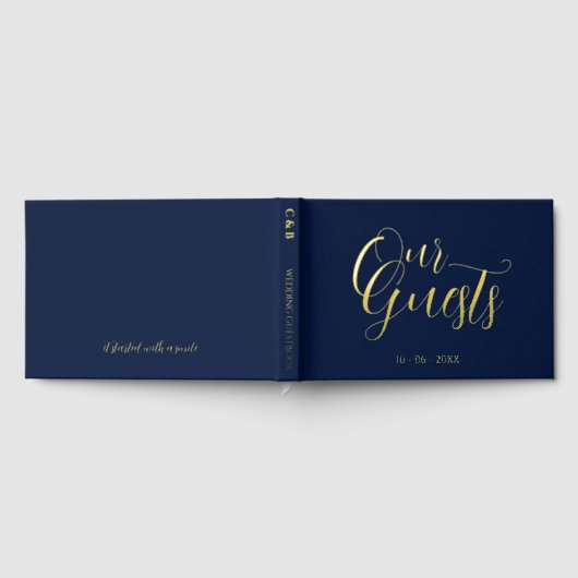 Classy paar Initialen trouwdatum jaar Goud Gastenboek (Volledig)