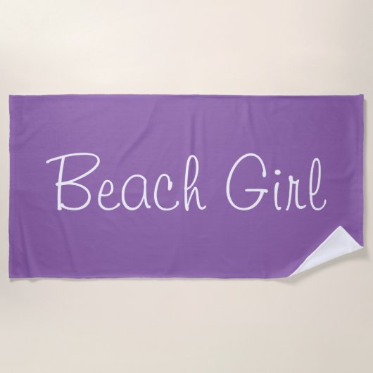 Classy Paars Beach Girl Design Strandlaken (Voorkant)