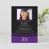 Classy Paars & Black Afstuderen Invitation Foto Kaart (Staand voorkant)