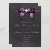 Classy Paars Bow House Warming Party Kaart (Voorkant / Achterkant)
