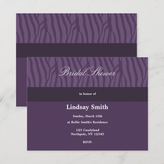 Classy Paars Bridal Shower Kaart (Voorkant / Achterkant)