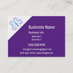 Classy Paars Butterfly Change counseling Service Visitekaartje