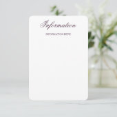 Classy Paars Check Pattern Weddenningkaart Informatiekaartje (Staand voorkant)