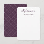 Classy Paars Check Pattern Weddenningkaart Informatiekaartje (Voorkant / Achterkant)