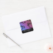 Classy Paars en Black Beaded Dank je Vierkante Sticker (Envelop)