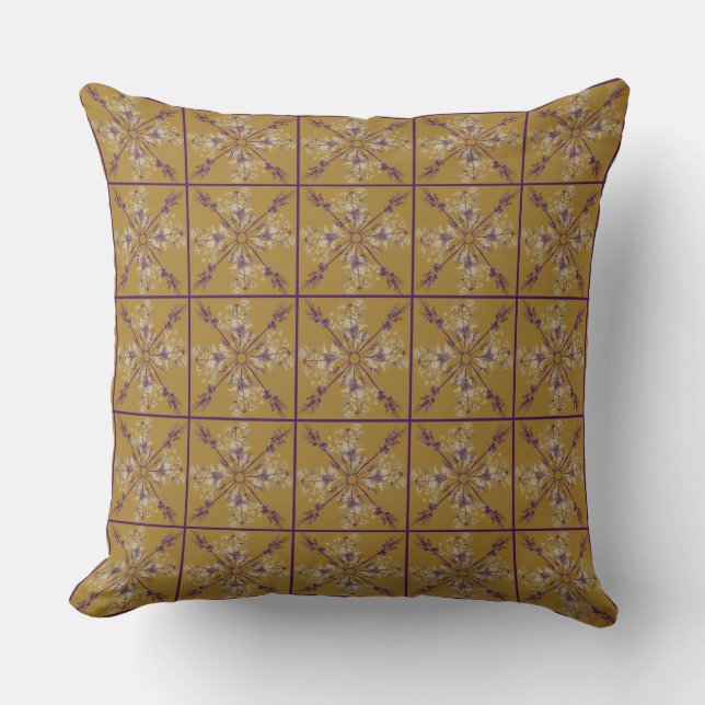Classy Paars en Mustard Pattern Kussen (Voorkant)