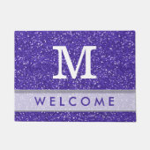 Classy Paars Glitter Kijk Monogrammed Welkom Deurmat (Voorkant)