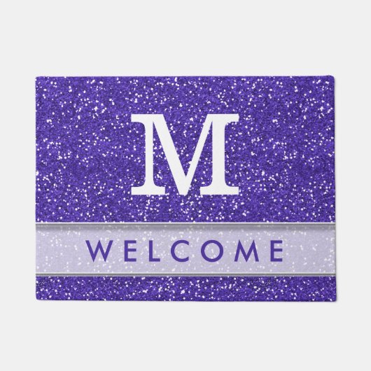 Classy Paars Glitter Kijk Monogrammed Welkom Deurmat (Voorkant)