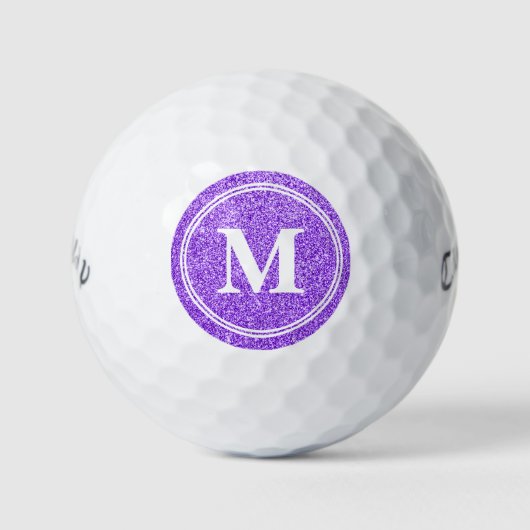 Classy Paars Glitter Sparkly Monogam Personalized Golfballen (Voorkant)