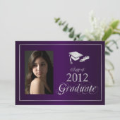 Classy Paars & Silver 2012 Afstuderen Foto uitnodi Kaart (Staand voorkant)