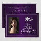 Classy Paars & Silver 2012 Afstuderen Foto uitnodi Kaart (Voorkant / Achterkant)