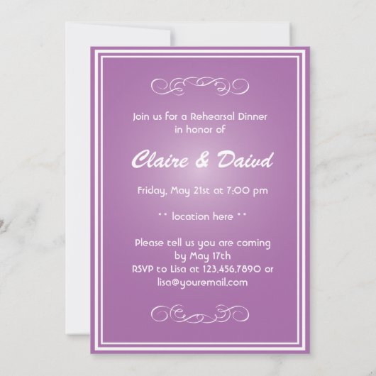 Classy Paars Starfish repesial Dinner Invitation Kaart (Achterkant)