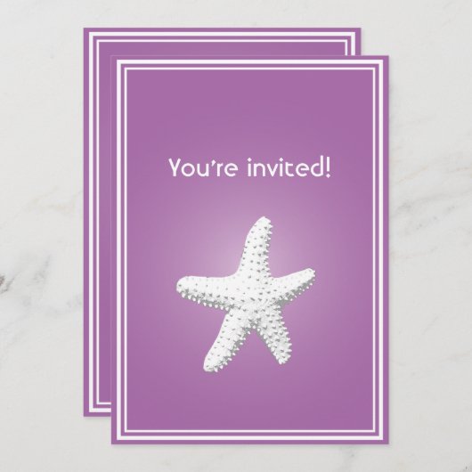 Classy Paars Starfish repesial Dinner Invitation Kaart (Voorkant / Achterkant)