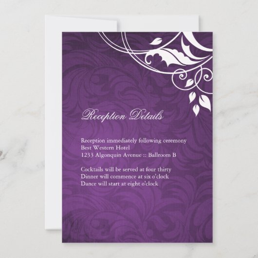Classy Paars Wedding Invitation Kaart (Achterkant)