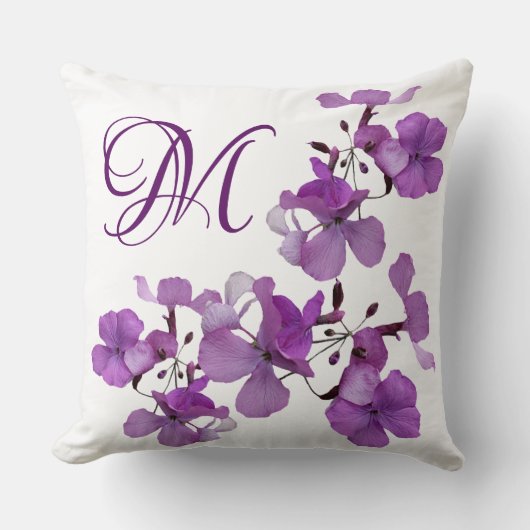 Classy paars wild flower M-monogram aanpasbaar Kussen (Voorkant)