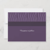 Classy Paars Zebra Wedding Invitation Kaart (Achterkant)