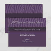 Classy Paars Zebra Wedding Invitation Kaart (Voorkant / Achterkant)