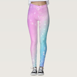 Classy Paarse & Blauwe Bokeh Ster, Naam of Bericht Leggings