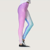 Classy Paarse & Blauwe Bokeh Ster, Naam of Bericht Leggings (Rechts)