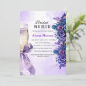 Classy Paarse Bloemen en lint Vrijgezellenfeest Kaart (Staand voorkant)