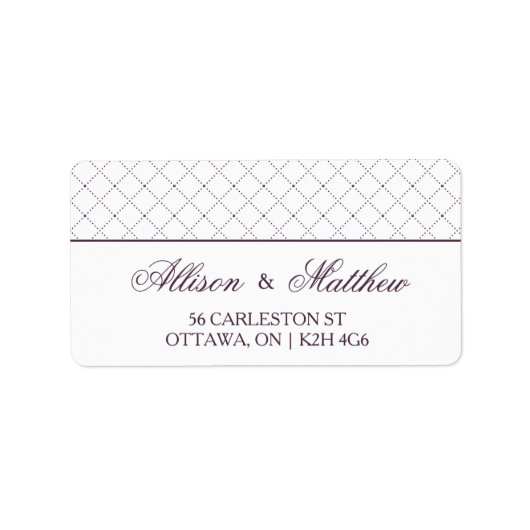 Classy Paarse Controleer Patroon Adres Label (Voorkant)
