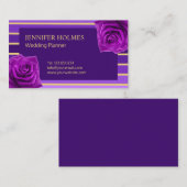Classy Paarse Gouden Strepen Roos Visitekaartje (Voorkant / Achterkant)