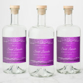 Classy Paarse met Glitter Initialen Productlabels Likeurfles Etiket (Flessen)