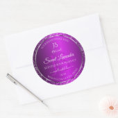 Classy Paarse met Glitter Initialen Productlabels Ronde Sticker (Envelop)