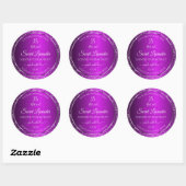Classy Paarse met Glitter Initialen Productlabels Ronde Sticker (Vel)