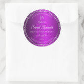 Classy Paarse met Glitter Initialen Productlabels Ronde Sticker (Tas)
