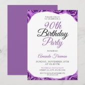 Classy Paarse Roos 90ste verjaardag Kaart (Voorkant / Achterkant)