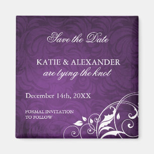 Classy Paarse Save the Date Wedding Magnet