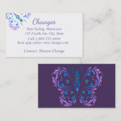 Classy Paarse Vlinder Hair & Nails Custom Visitekaartje (Voorkant / Achterkant)