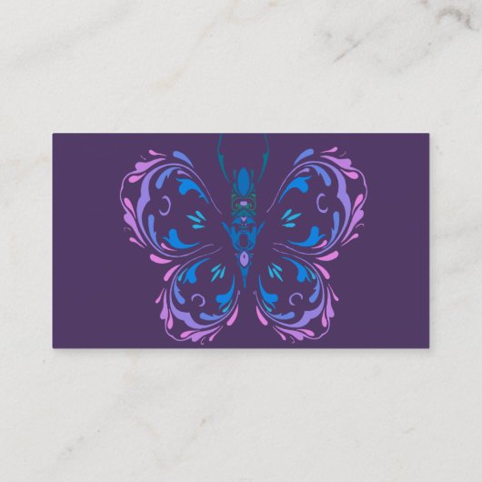 Classy Paarse Vlinder Hair & Nails Custom Visitekaartje (Achterkant)