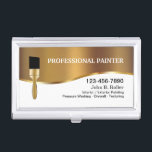 Classy Painter Modern Design Visitekaarthouder<br><div class="desc">Het professionele de schilderontwerp van het visitekaartje van de schilder van de klasse met gouden gekleurde ontwerpelementen en eenvoudige lay-out die een klastig symbool van de verfborstel omvat dat een aanraking van klasse aan het ontwerp toevoegt. Creëer voor een huisschilder of een verfaannemer die residentieel of commercieel schilderen en coatings...</div>