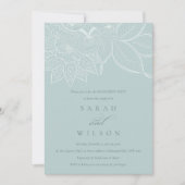 Classy  Paisley Dusky Blue Verloving Invite Bedankkaart (Voorkant)
