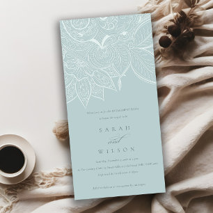 Classy Paisley Dusky Blue Verloving Invite Bedankkaart