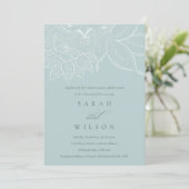 Classy  Paisley Dusky Blue Wedding Invite Bedankkaart (Staand voorkant)