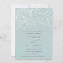 Classy  Paisley Dusky Blue Wedding Invite Bedankkaart